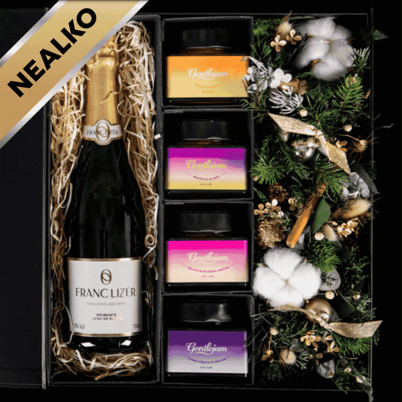 Vianočný kvetinový box s NEALKO džemami a NEALKO vínom